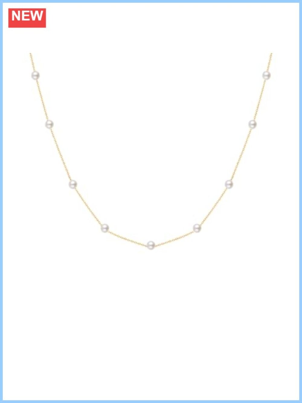 925 Sterling Silver Pearl Station Necklace 14K Gold Plated 18" Layer